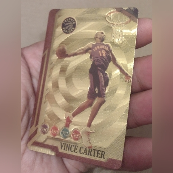 VINCE CARTER 24K GOLD COATED VINTAGE RAPTORS ALL-STARS BASKETBALL CARD WITH COA! - Picture 7 of 16